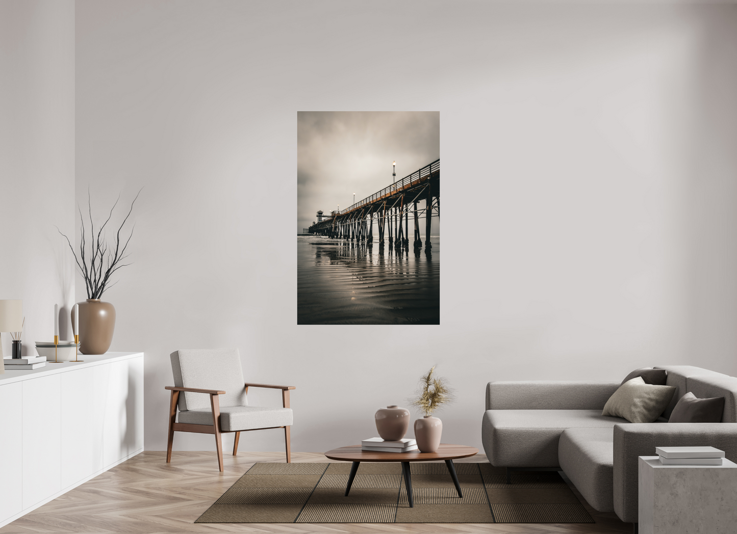 40 x 60″, Metal on Aluminum Backing Oceanside Pier in the Morning
