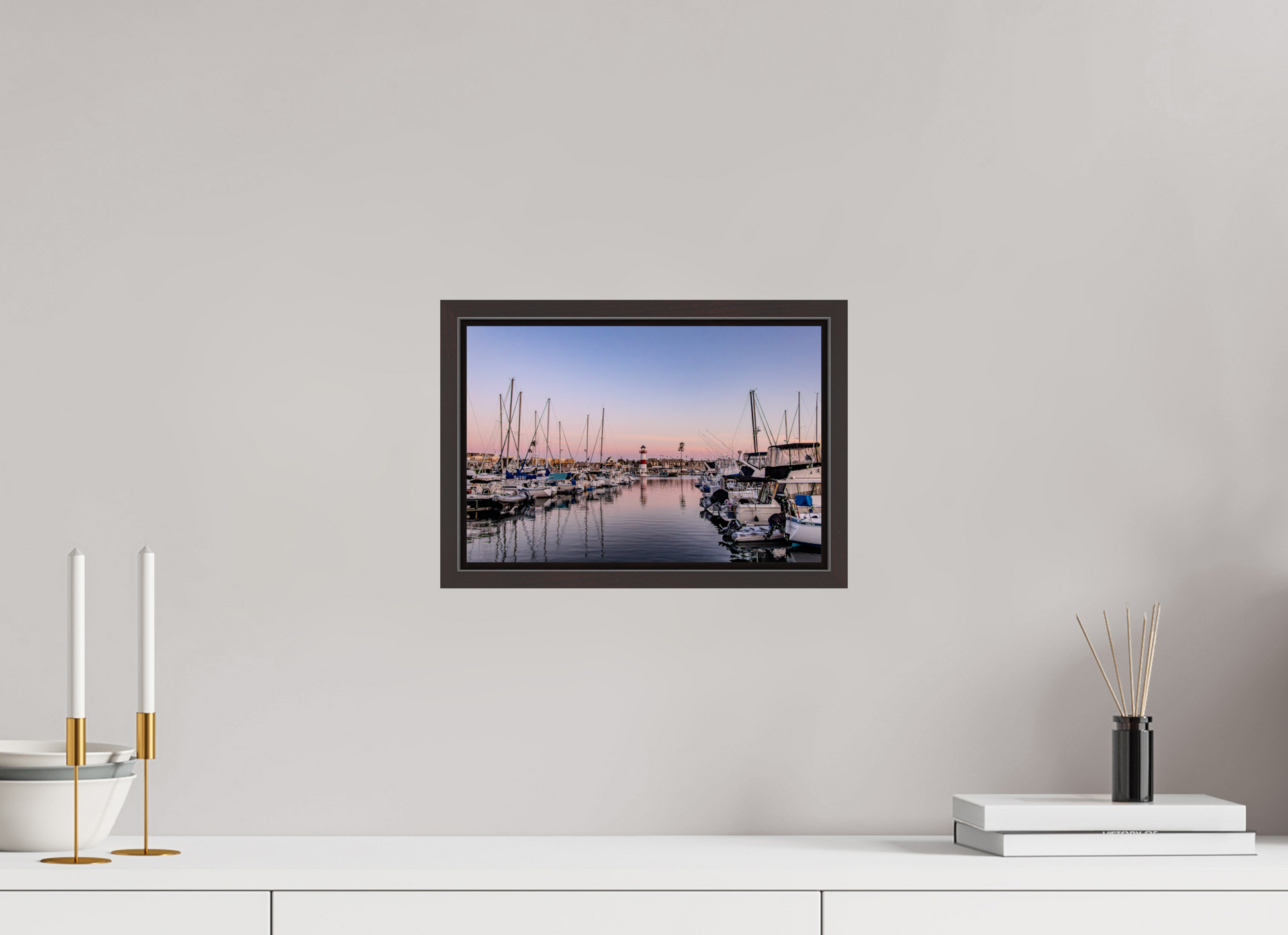 12 x 8″, Alder Brown Wooden Floater Frame The Oceanside Harbor