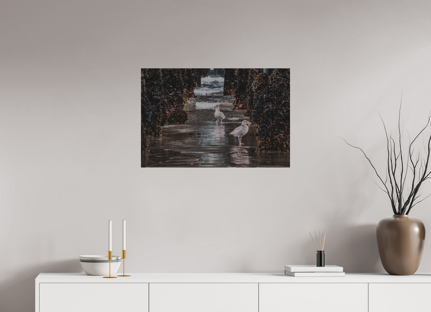 30 x 20″, Direct Print on Brushed Aluminum Under the Oceanside Pier