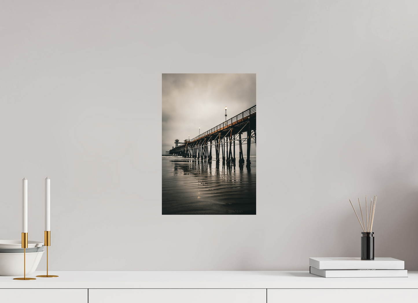 10 x 15″, ChromaLuxe HD Metal Print Oceanside Pier in the Morning