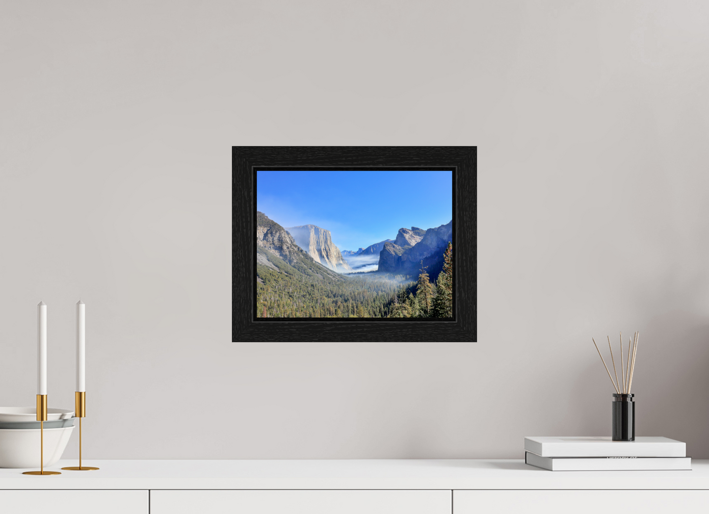 12 x 9″, Black Oak Wooden Flame under Acrylic Glass Half Dome View Point in Yosemite National Park