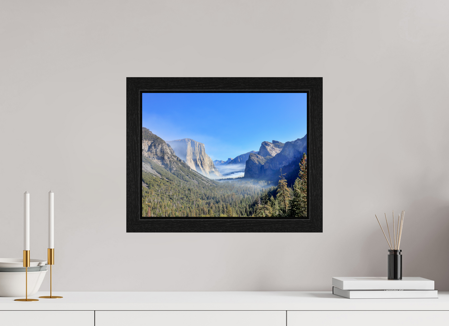 16 x 12″, Black Oak Wooden Flame under Acrylic Glass Half Dome View Point in Yosemite National Park