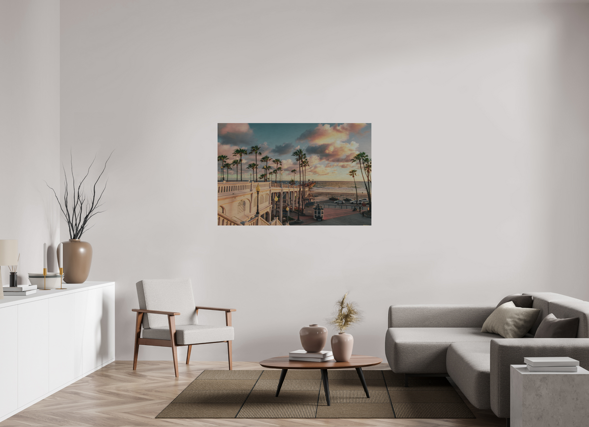 54 x 36″, Direct Print on Brushed Aluminum Beautiful Clouds at the Oceanside Pier