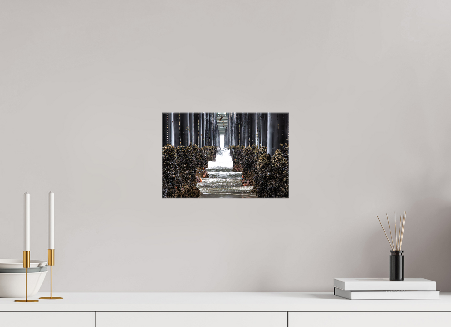 12 x 8″, Glossy Canvas on Stretcher Frame Under the Oceanside Pier