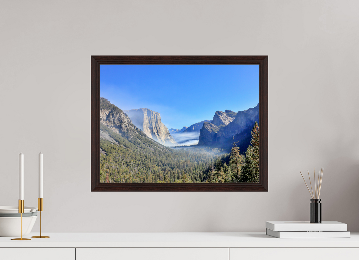 20 x 15″, Dark Brown Wooden Flame under Acrylic glass Half Dome View Point in Yosemite National Park