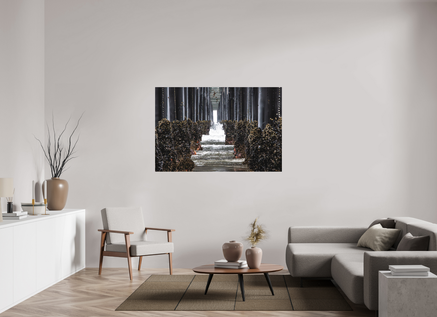 60 x 40″, Direct Print on Aluminum Dibond Under the Oceanside Pier