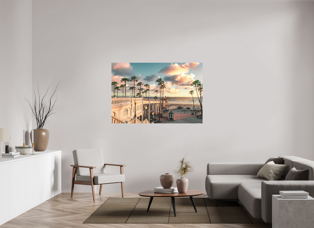 60 x 40″, Photo Print Under Matte Acrylic Glass Beautiful Clouds at the Oceanside Pier