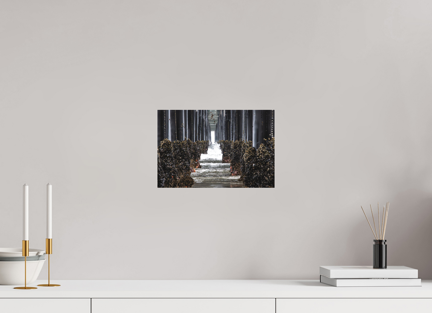 12 x 8″, Photo Print Under Matte Acrylic Glass Under the Oceanside Pier