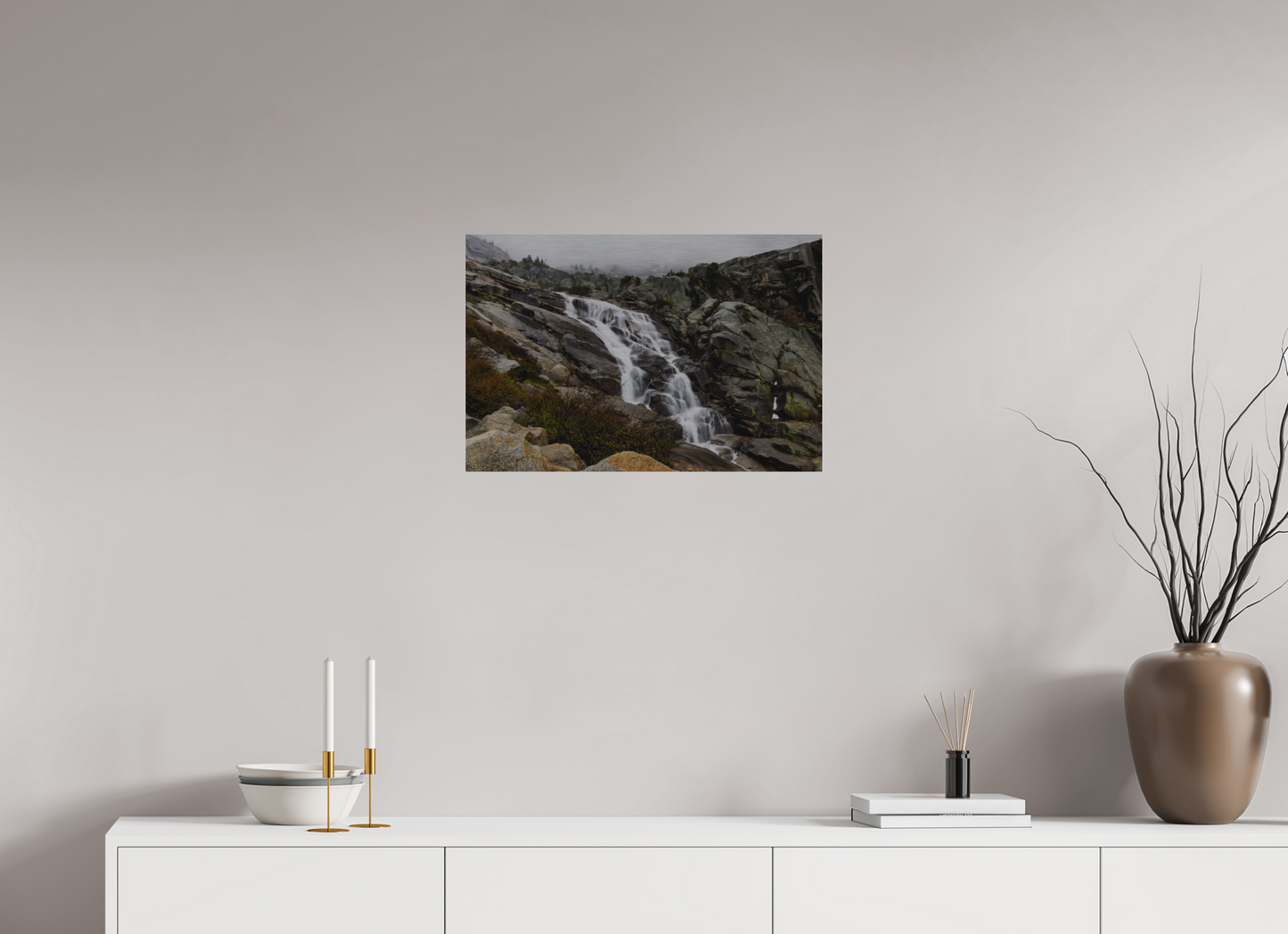24 x 16″, Direct Print on Brushed Aluminum Tokopah Falls
