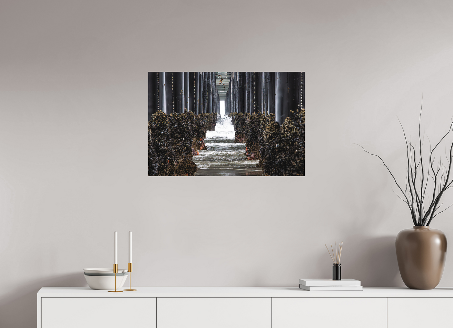30 x 20″, Direct Print on Aluminum Dibond Under the Oceanside Pier