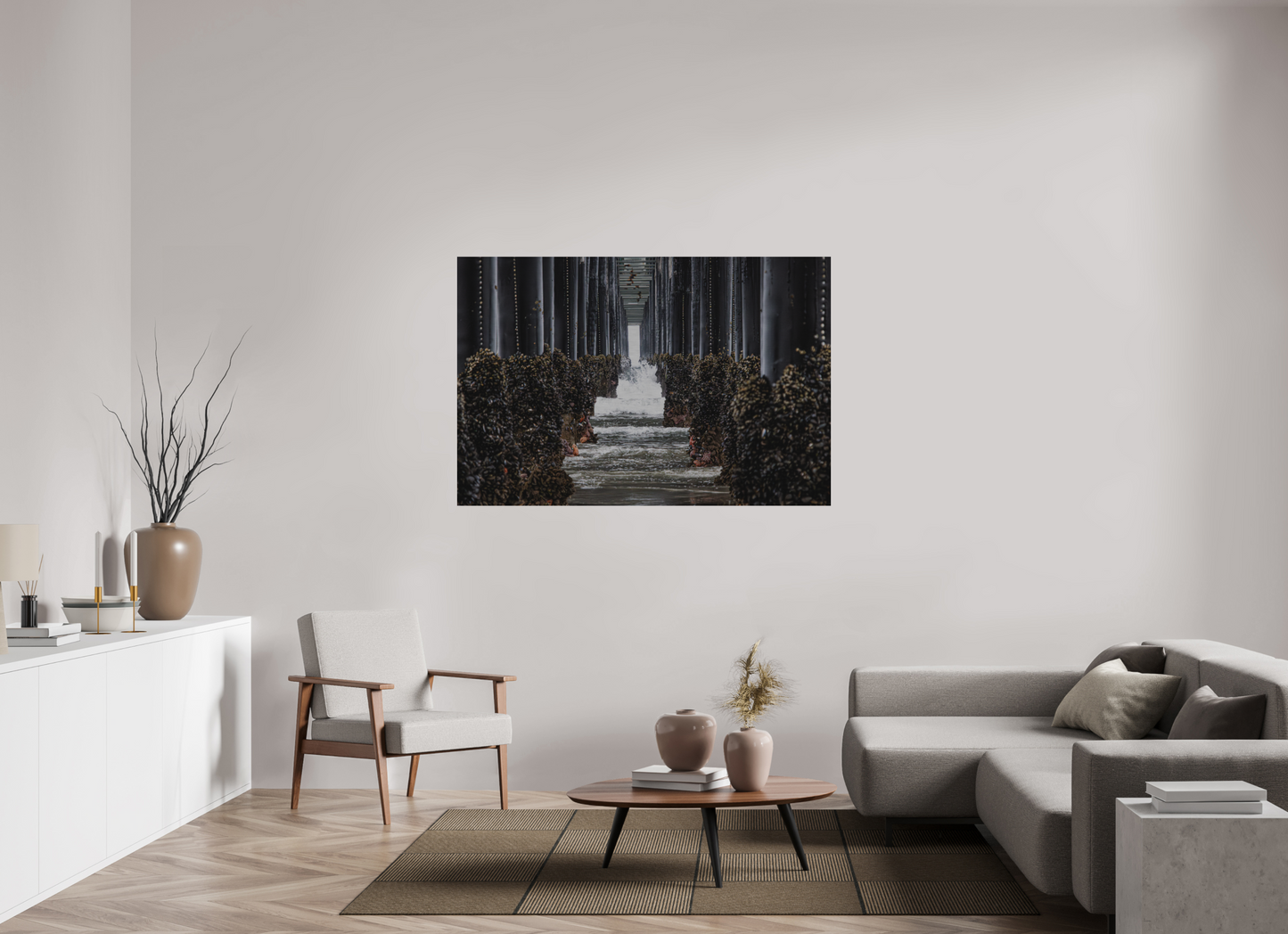60 x 40″, Direct Print on Brushed Aluminum Under the Oceanside Pier