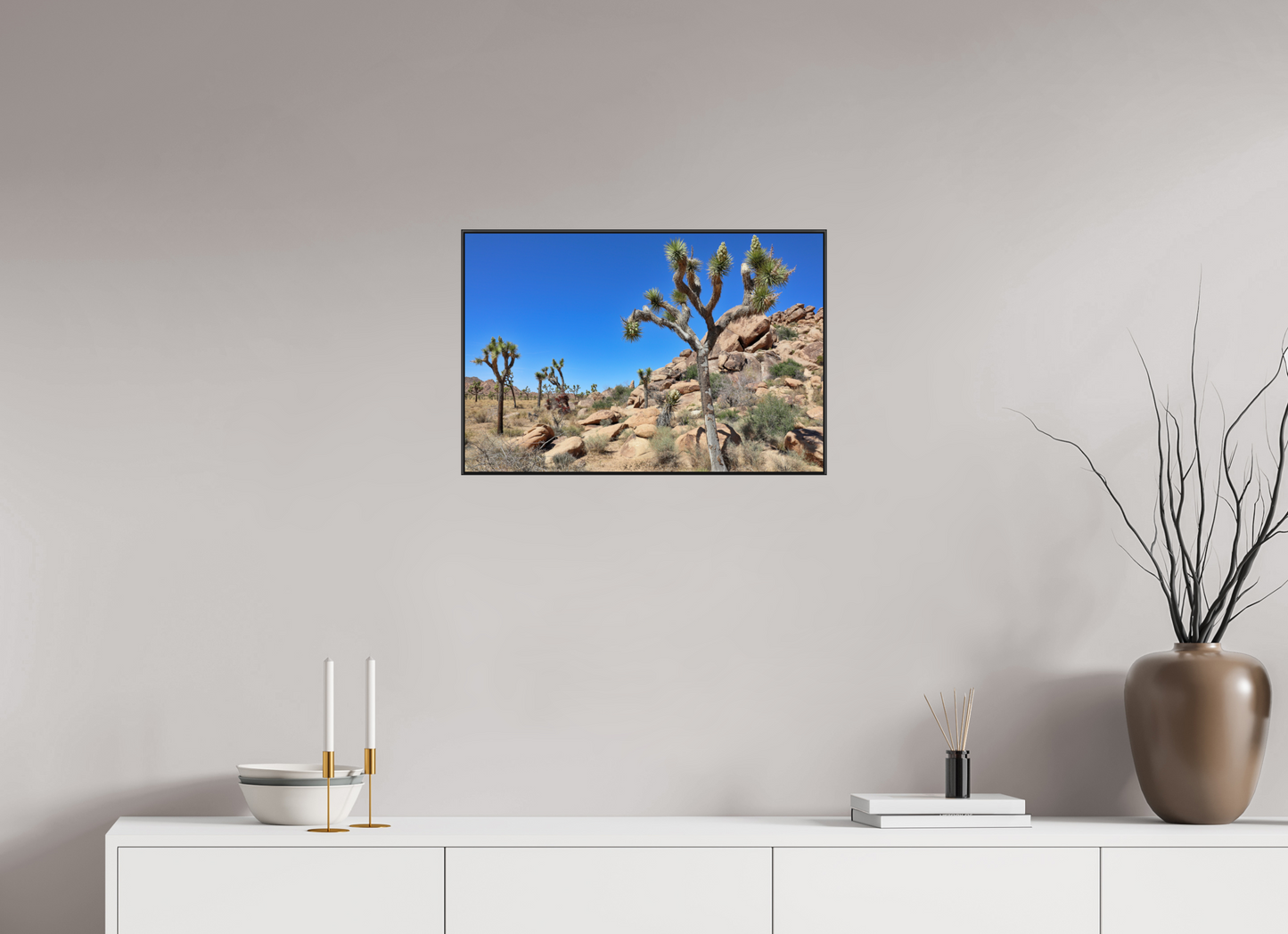 24 x 16″, Aluminium Flame under Acrylic Glass Joshua Trees