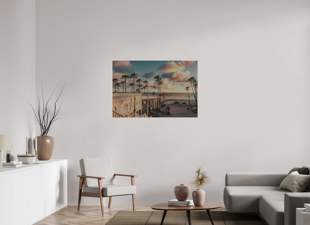 45 x 30″, Direct Print on Brushed Aluminum Beautiful Clouds at the Oceanside Pier
