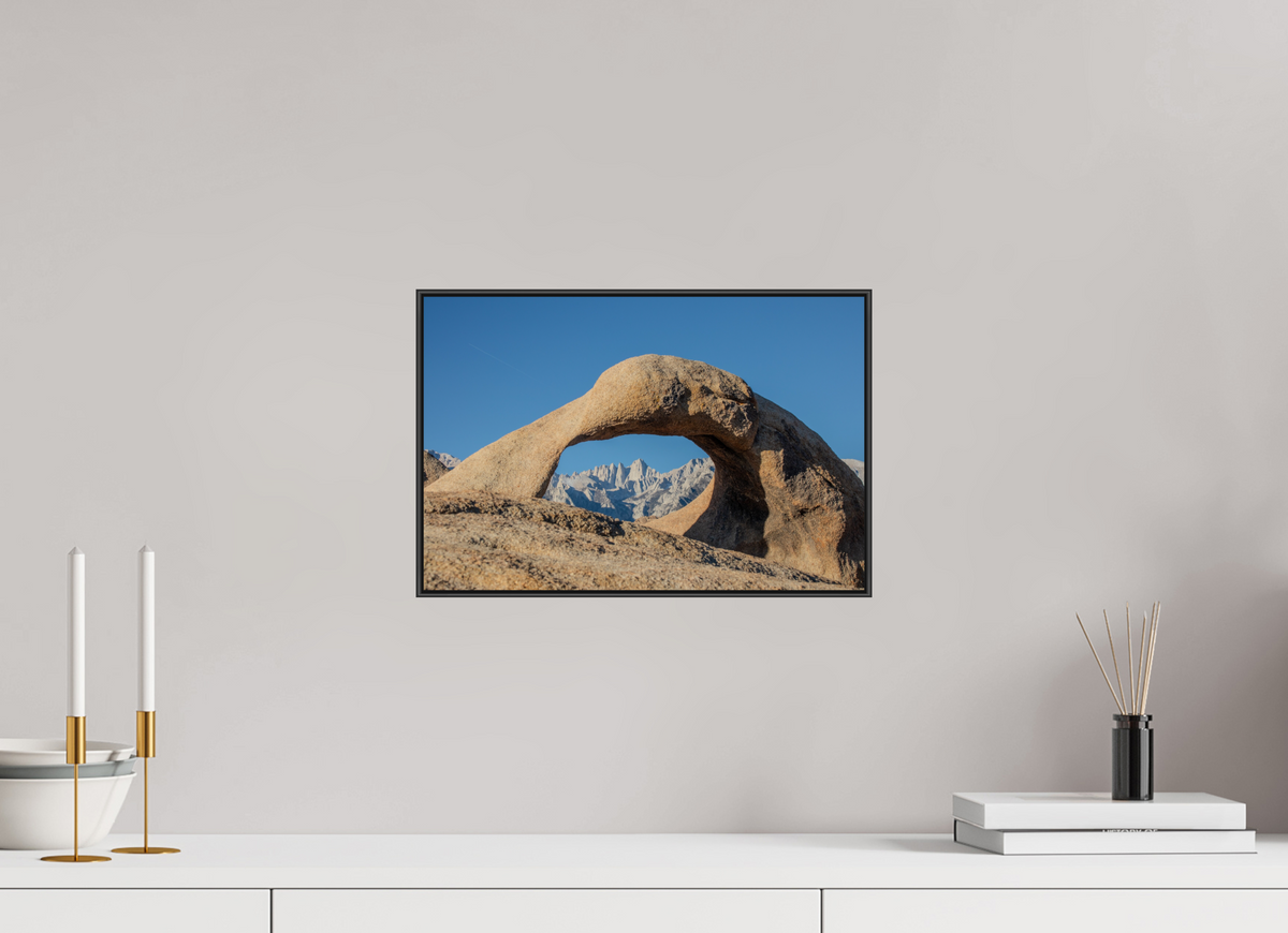 15 x 10″, Aluminium Flame under Acrylic Glass Mobius Arch in the Alabama Hills
