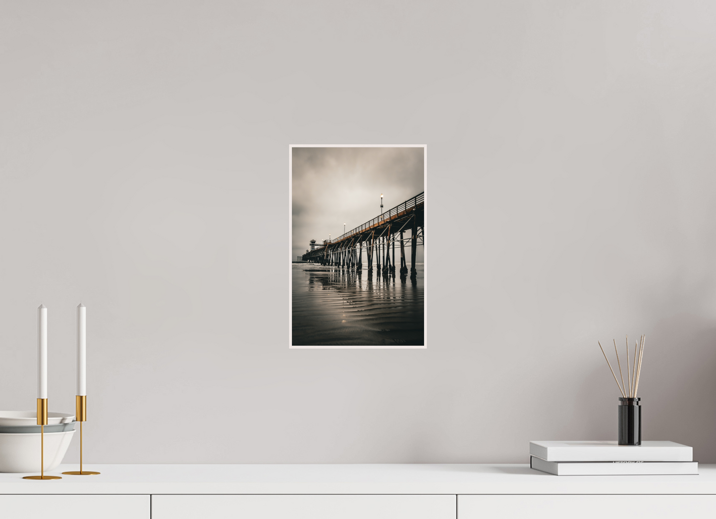 8 x 12″, Solid Wood Artbox Oceanside Pier in the Morning