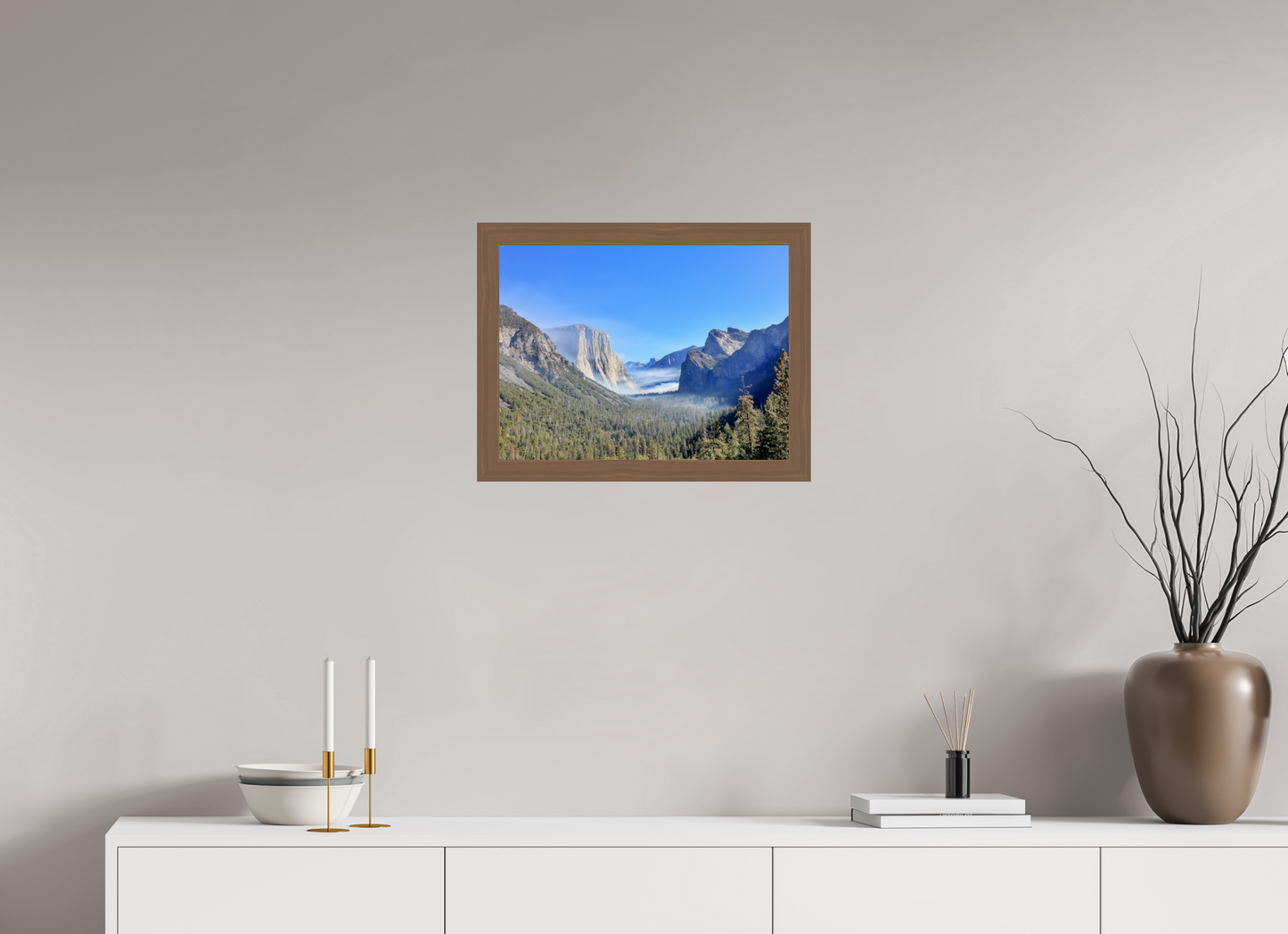 20 x 15″, Walnut Wooden Frame under Acrylic Glass Half Dome View Point in Yosemite National Park