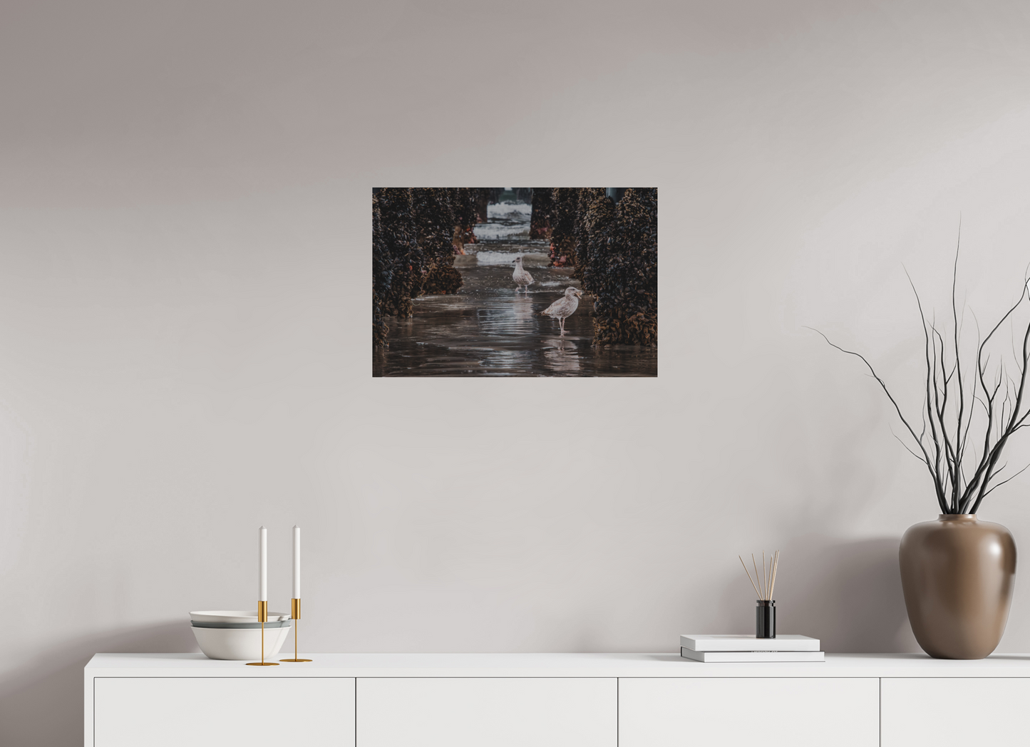 24 x 16″, Direct Print on Brushed Aluminum Under the Oceanside Pier