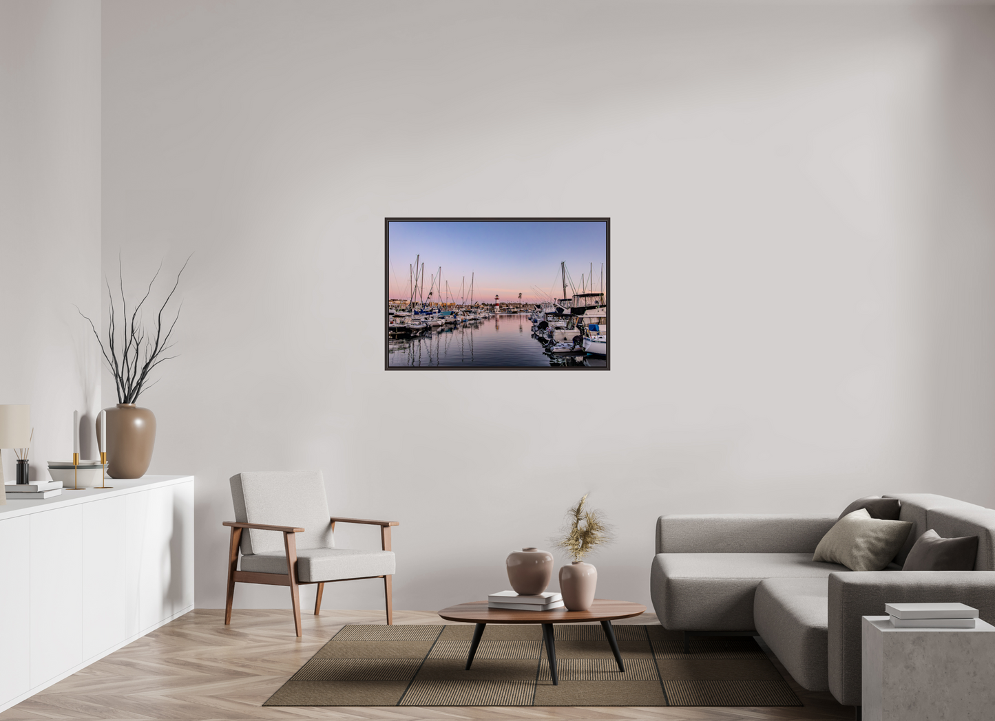 45 x 30″, Alder Brown Wooden Floater Frame The Oceanside Harbor