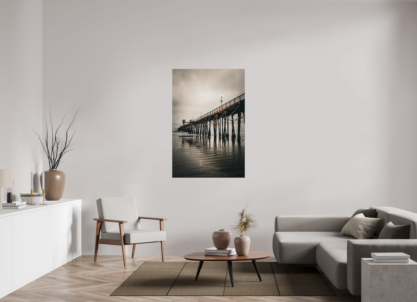 36 x 54″, Metal on Aluminum Backing Oceanside Pier in the Morning