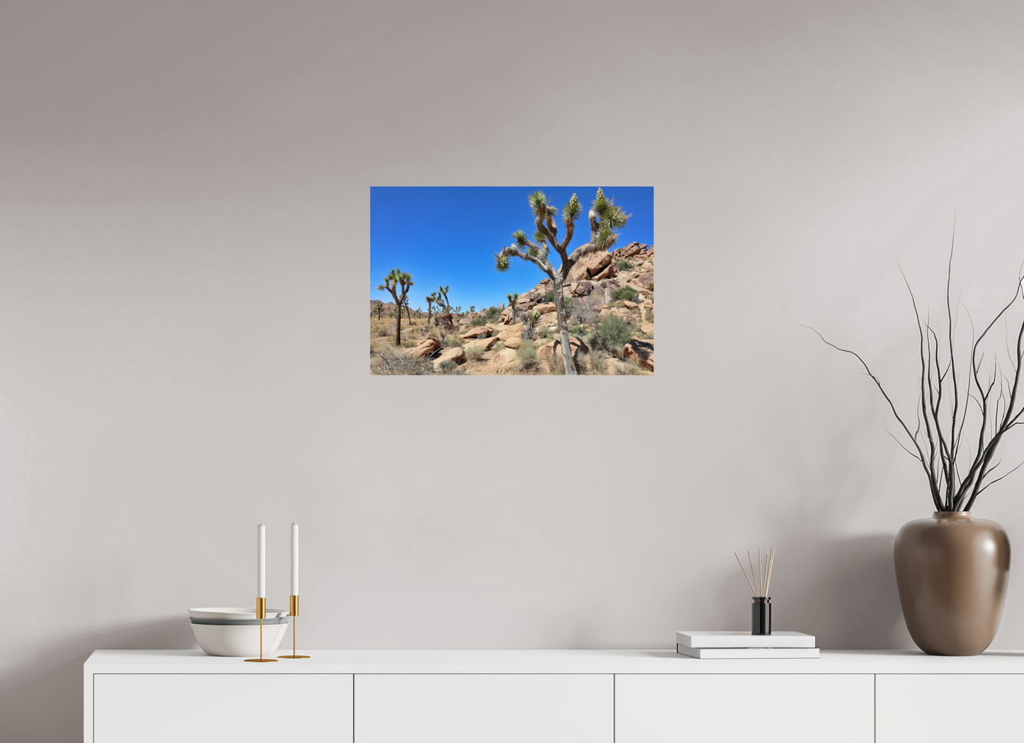 24 x 16″, Metal on Aluminum Backing Joshua Trees
