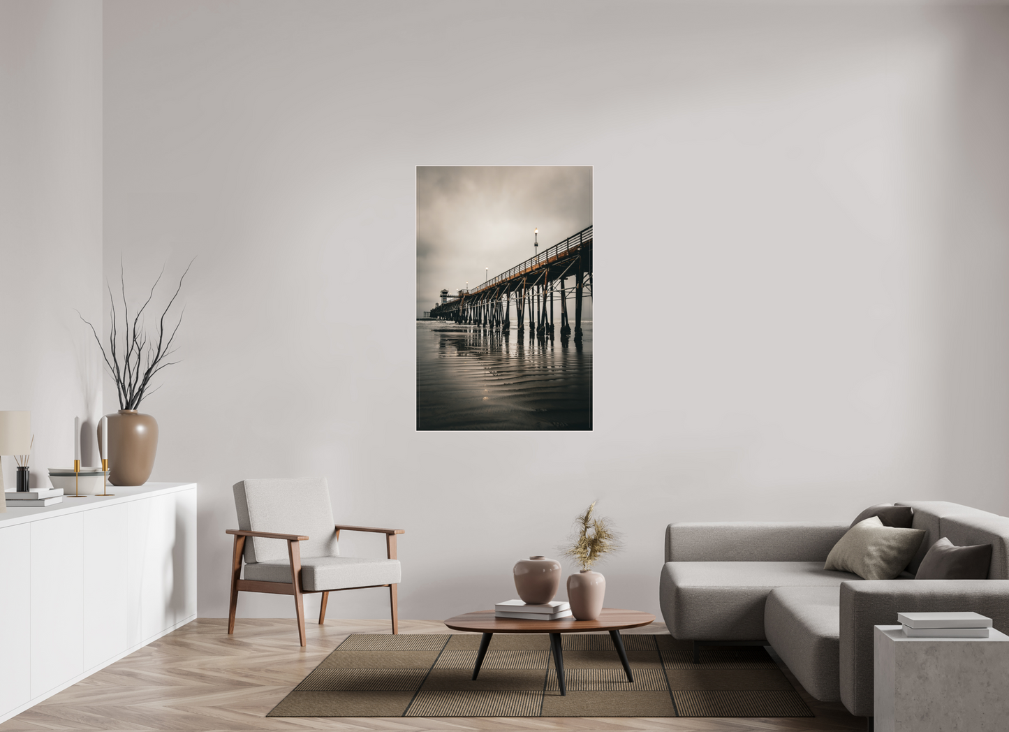 36 x 54″, Solid Wood Artbox Oceanside Pier in the Morning