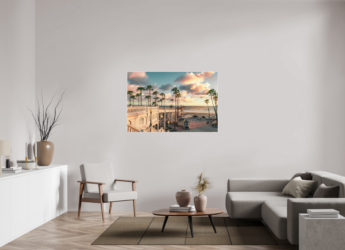 54 x 36″, Solid Wood Artbox Beautiful Clouds at the Oceanside Pier