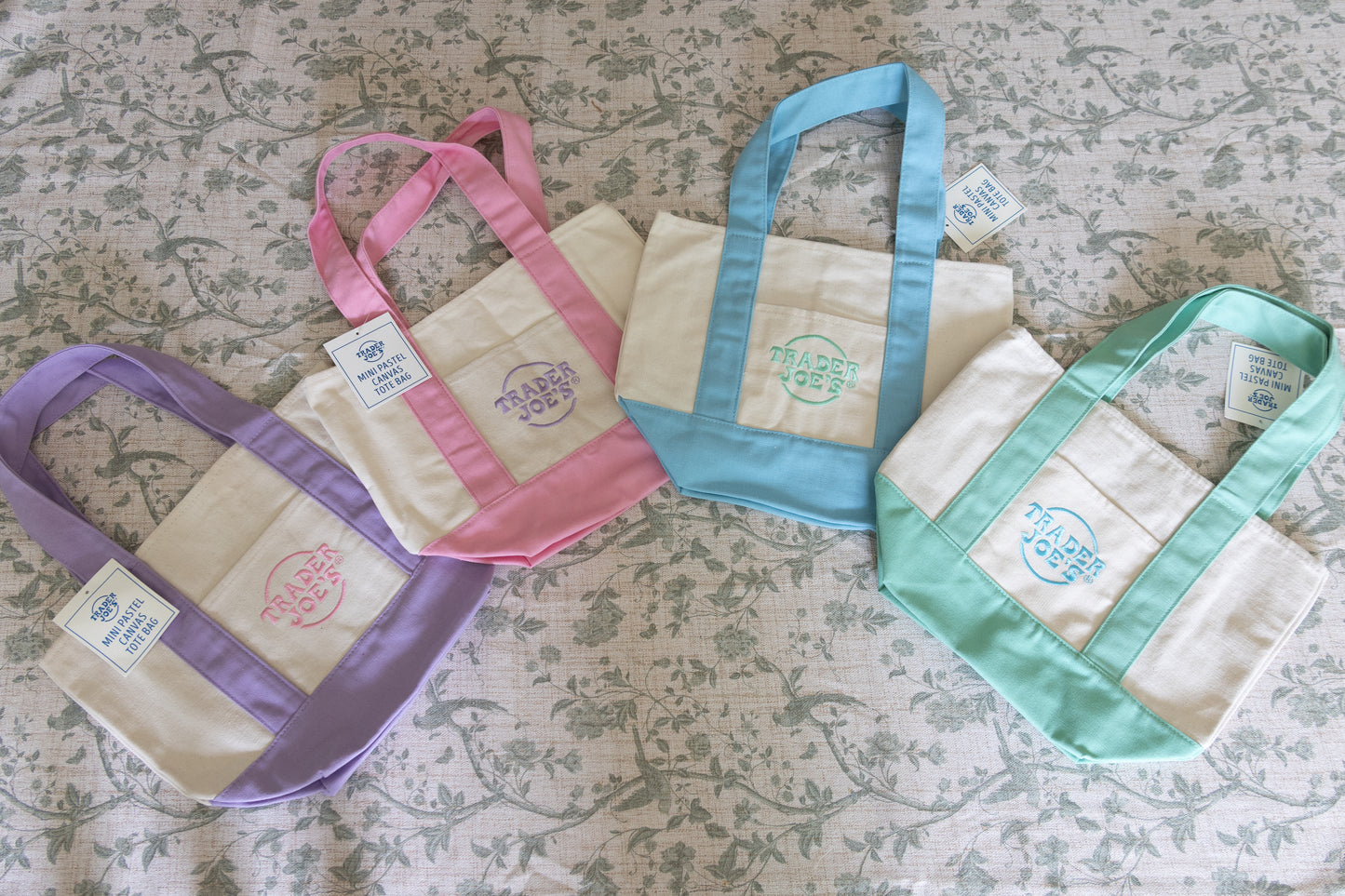 Trader Joe's Mini Pastel Canvas Tote Bags