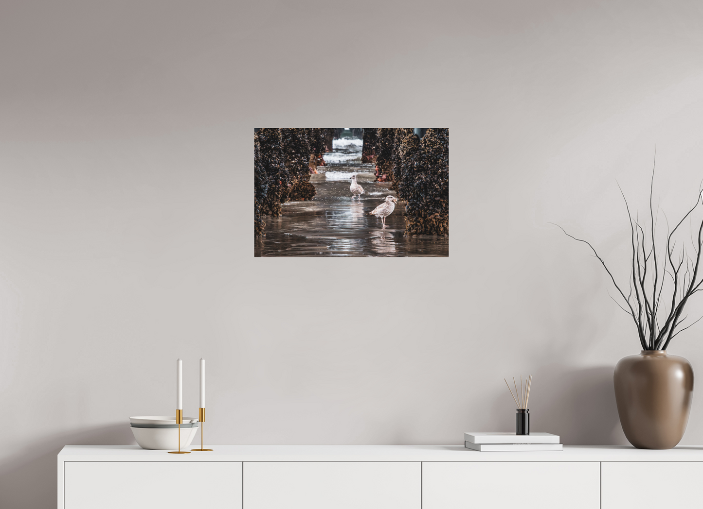 24 x 16″, ChromaLuxe HD Metal Print Under the Oceanside Pier