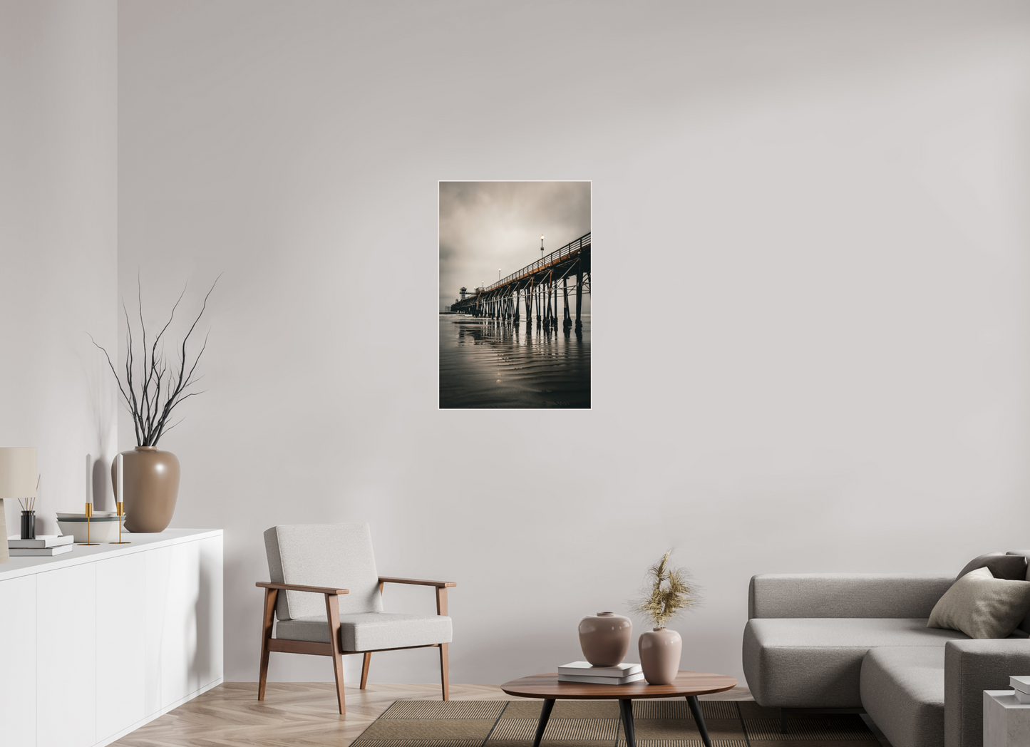 24 x 36″, Solid Wood Artbox Oceanside Pier in the Morning