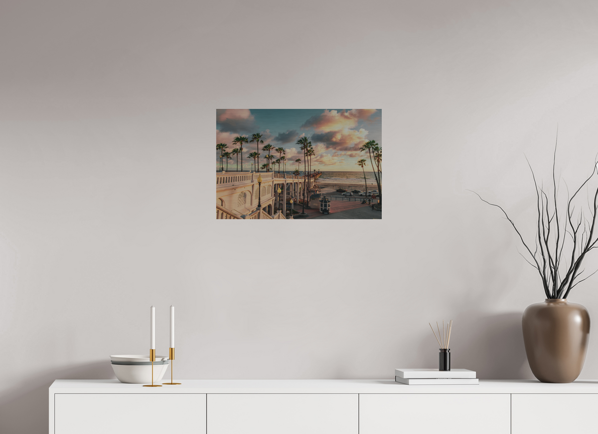 24 x 16″, Direct Print on Brushed Aluminum Beautiful Clouds at the Oceanside Pier
