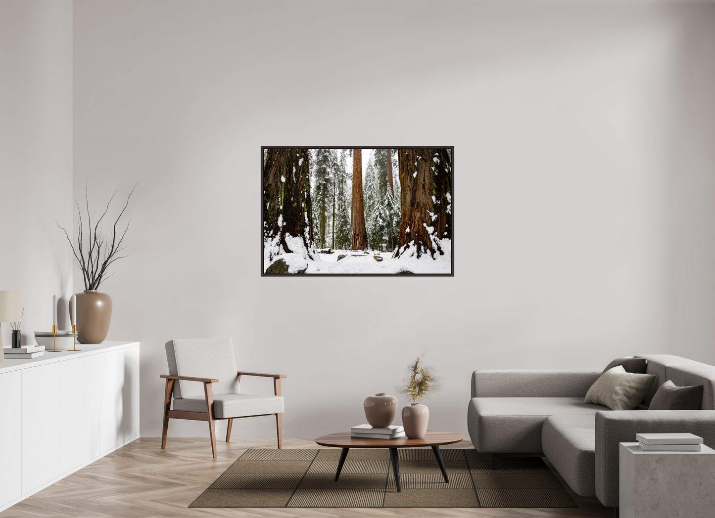 54 x 36″, Alder Brown Wooden Floater Frame Sequoia Trees at Big Trees Trail
