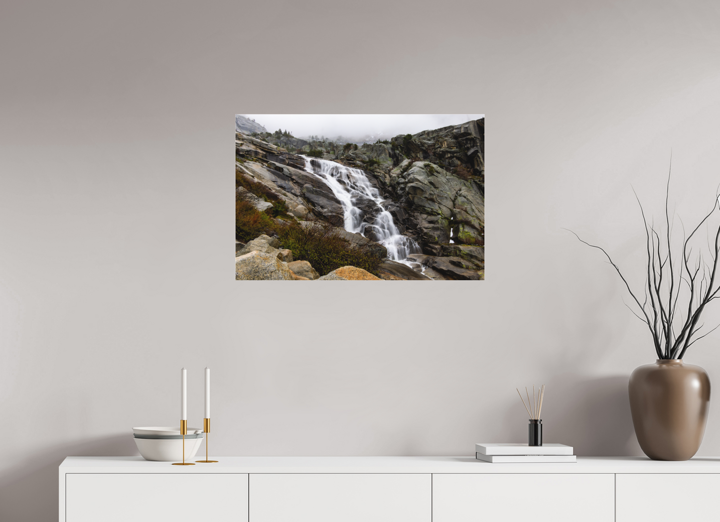 30 x 20″, Fine Art Pigment under Acrylic Glass Tokopah Falls