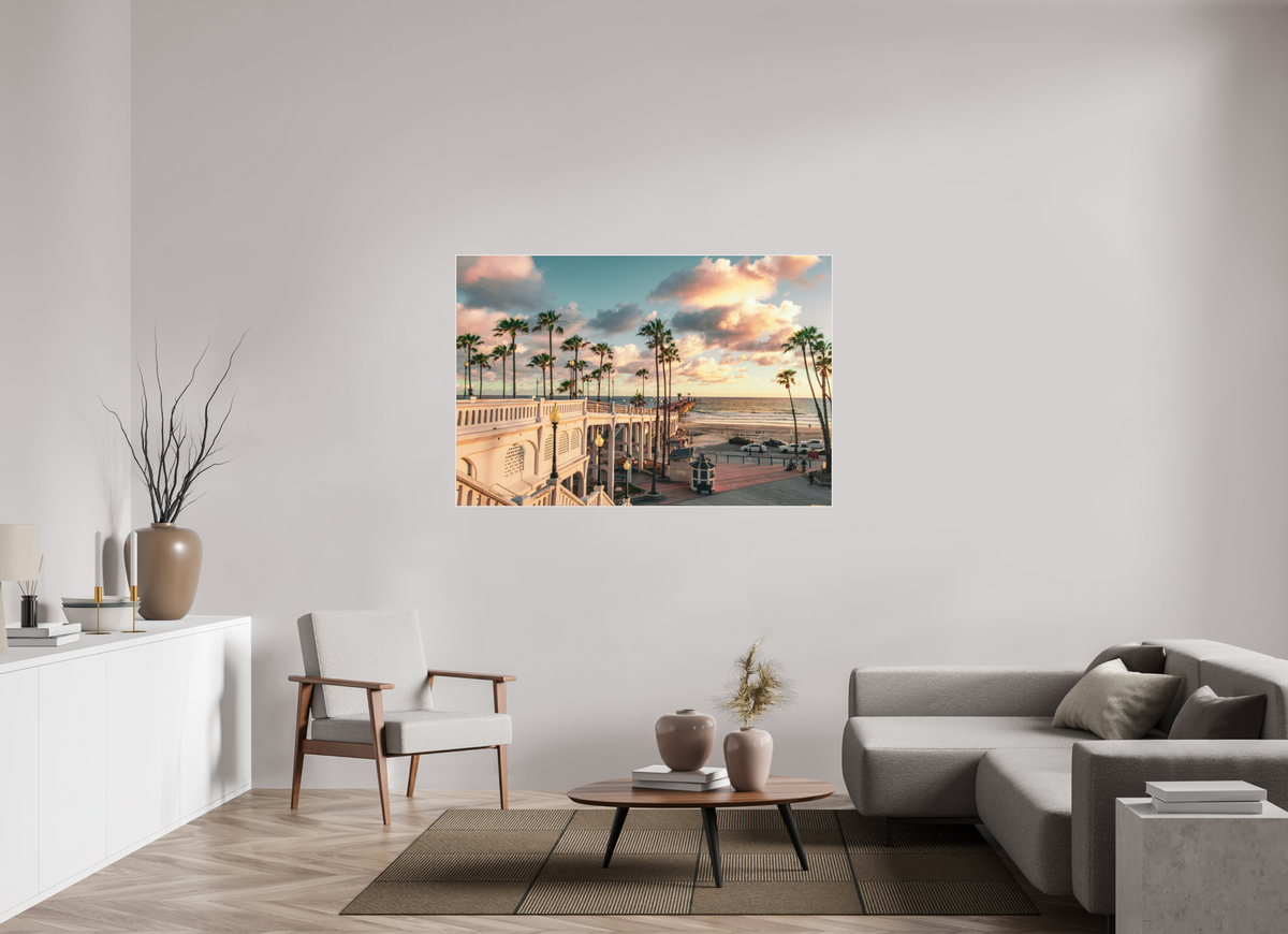 60 x 40″, Solid Wood Artbox Beautiful Clouds at the Oceanside Pier