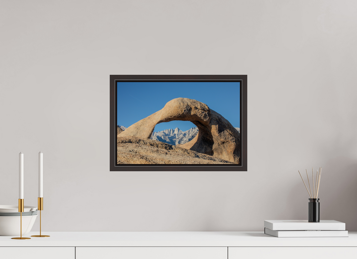 15 x 10″, Alder Brown Wooden Floater Frame Mobius Arch in the Alabama Hills
