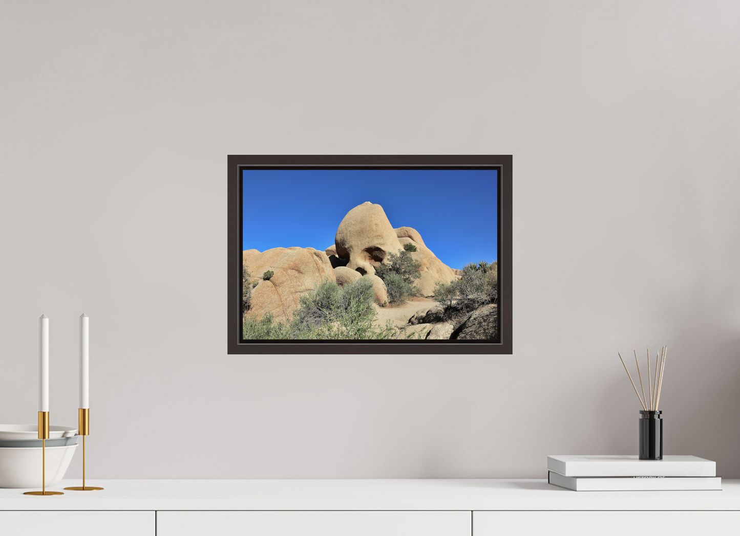 15 x 10″, Alder Brown Wooden Floater Frame Skull Rock