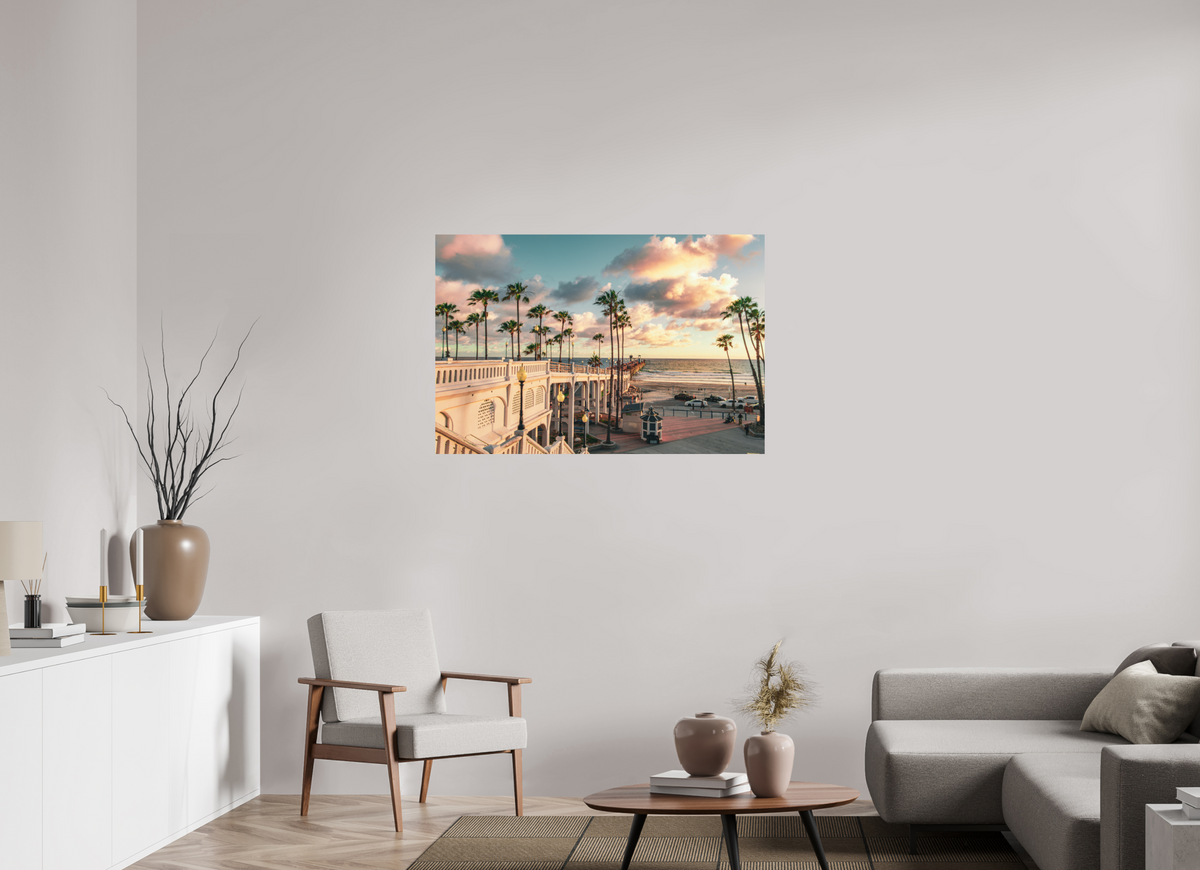 45 x 30″, Fine Art Print on Aluminum Dibond Beautiful Clouds at the Oceanside Pier