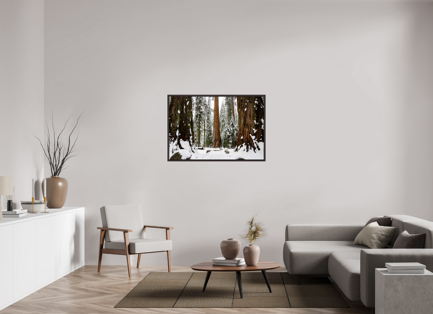45 x 30″, Alder Brown Wooden Floater Frame Sequoia Trees at Big Trees Trail