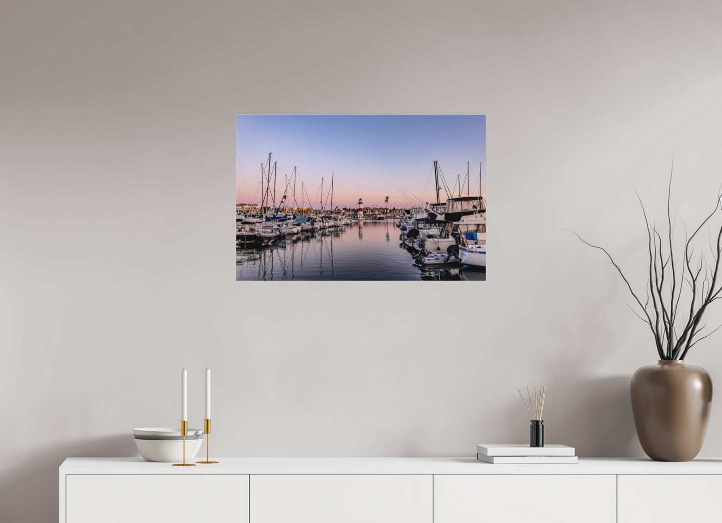 30 x 20″, Fine Art Pigment under Acrylic Glass The Oceanside Harbor