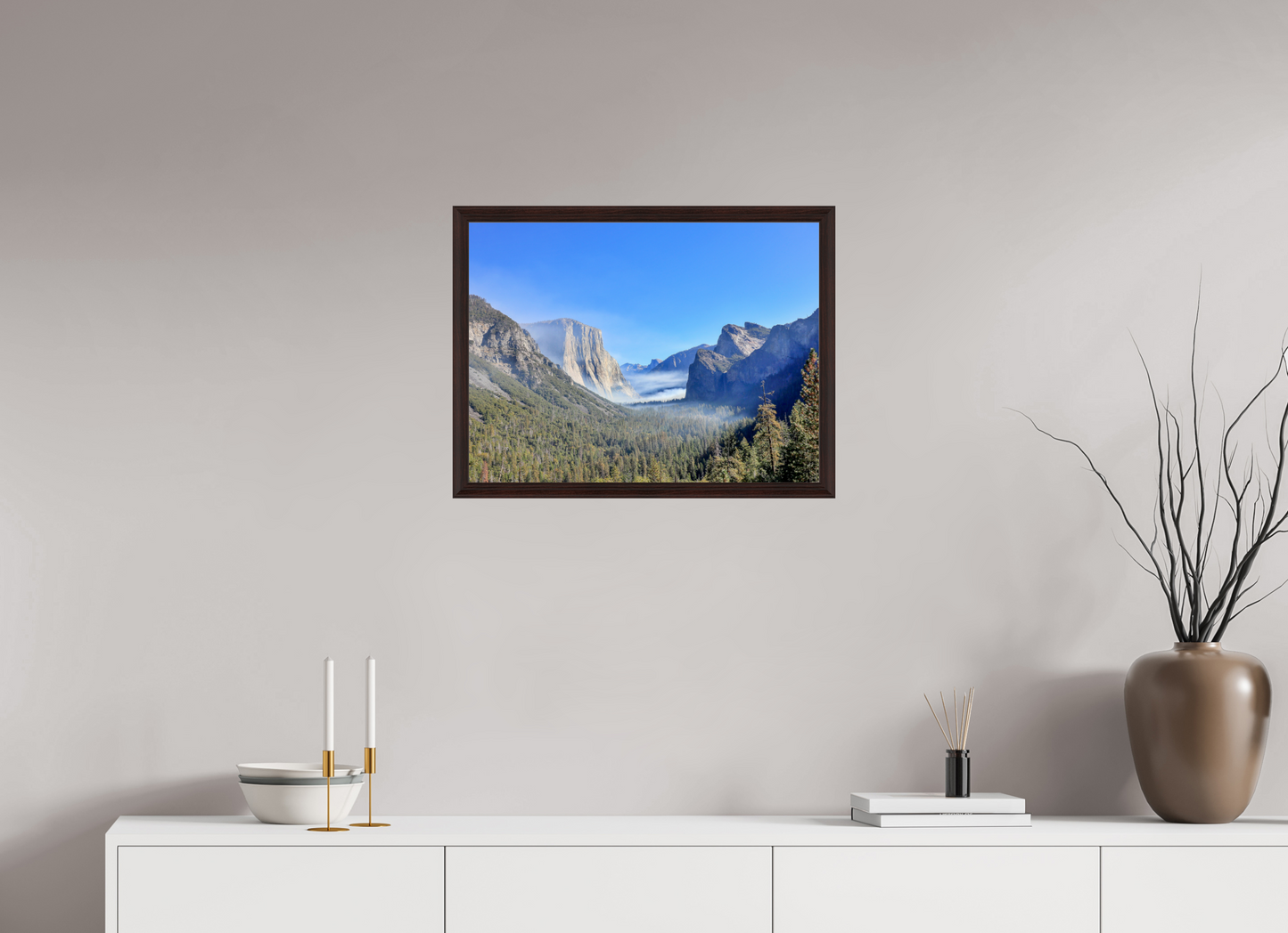 24 x 18″, Dark Brown Wooden Flame under Acrylic glass Half Dome View Point in Yosemite National Park