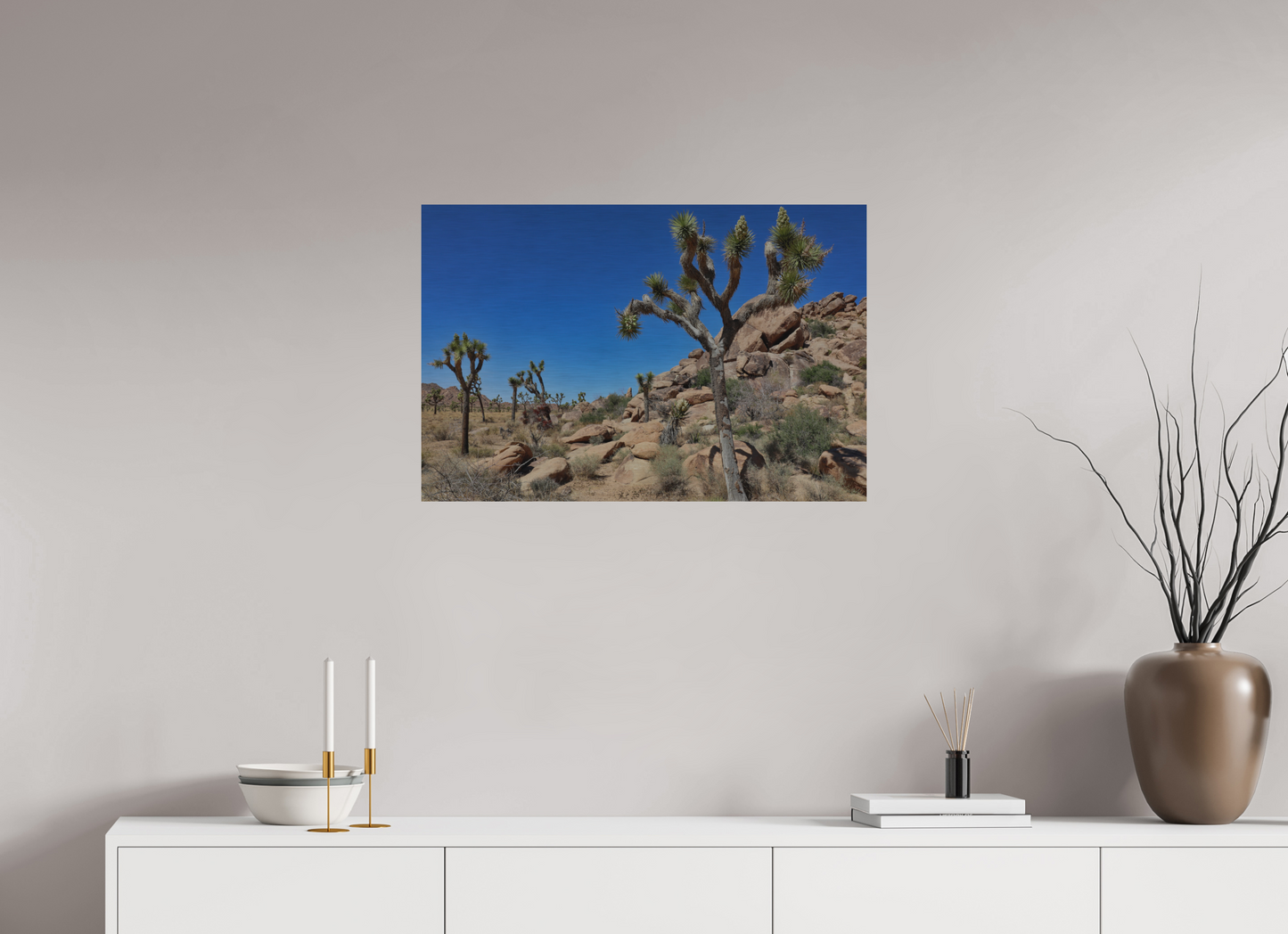 30 x 20″, Direct Print on Brushed Aluminum Joshua Trees