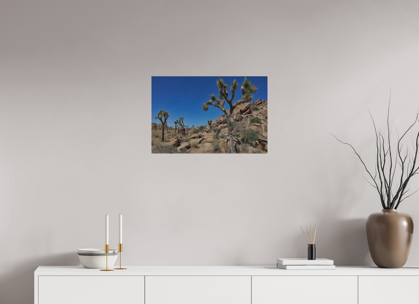 24 x 16″, Direct Print on Brushed Aluminum Joshua Trees