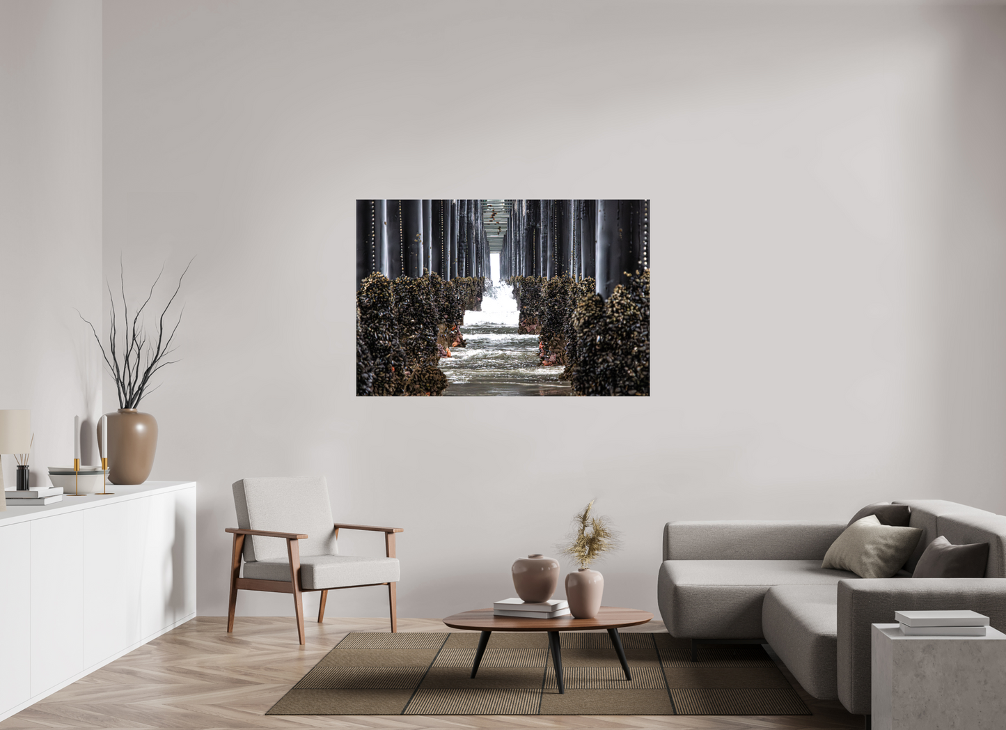 60 x 40″, Glossy Canvas on Stretcher Frame Under the Oceanside Pier