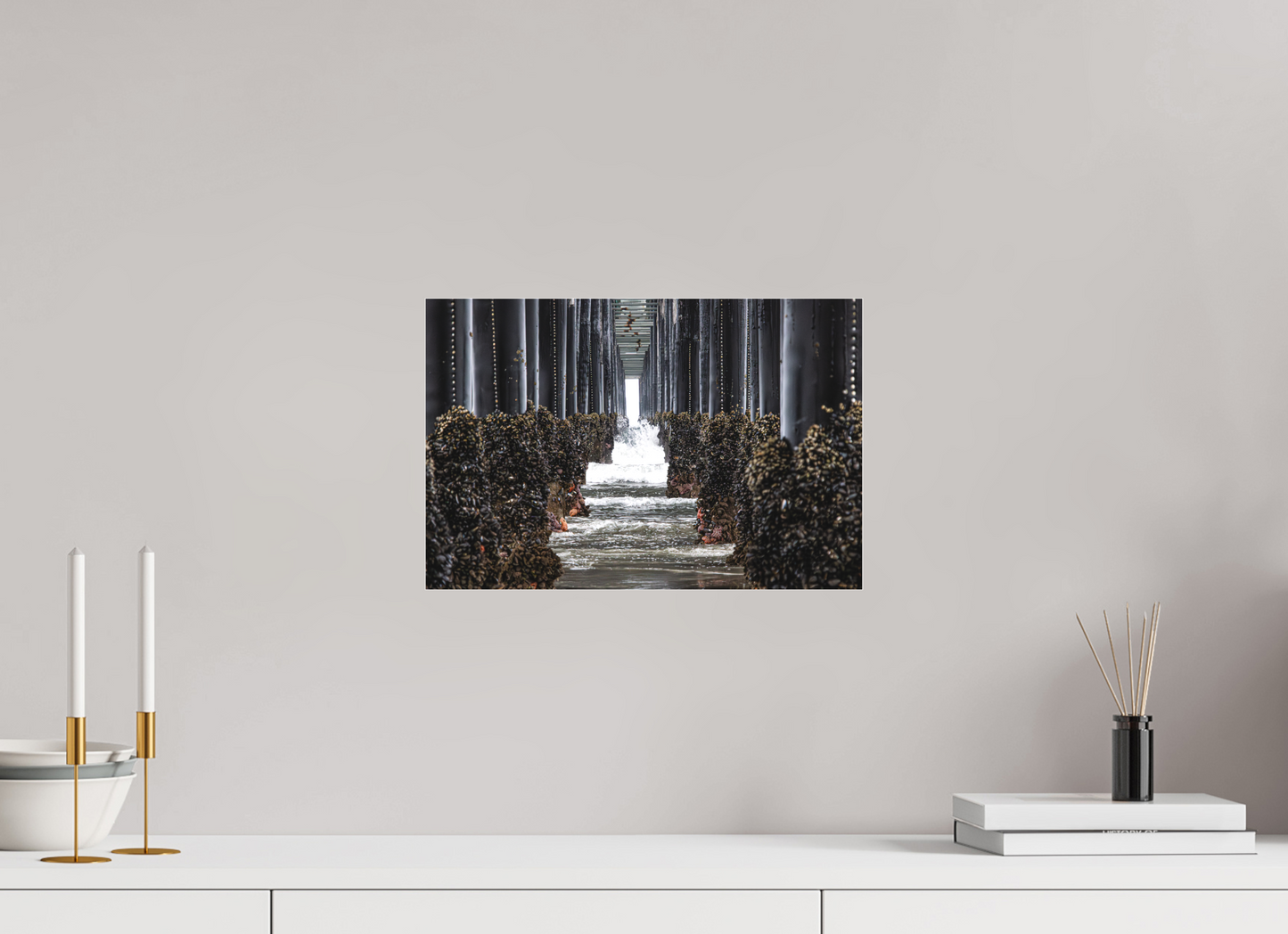 15 x 10″, Photo Print Under Matte Acrylic Glass Under the Oceanside Pier