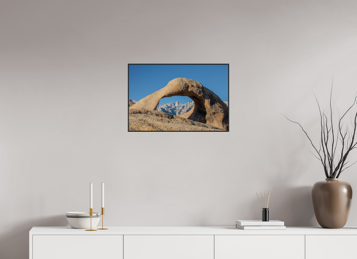 24 x 16″, Aluminium Flame under Acrylic Glass Mobius Arch in the Alabama Hills