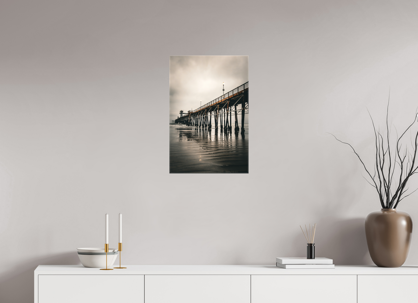 16 x 24″, Glossy Canvas on Stretcher Frame Oceanside Pier in the Morning