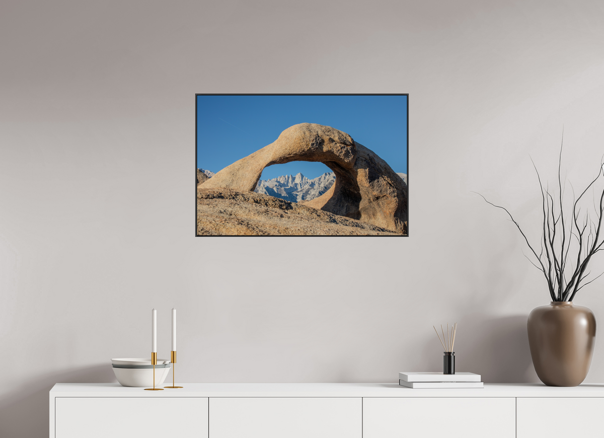 30 x 20″, Aluminium Flame under Acrylic Glass Mobius Arch in the Alabama Hills
