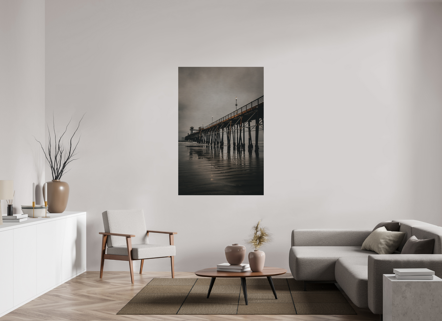 40 x 60″, Direct Print on Brushed Aluminum Oceanside Pier in the Morning
