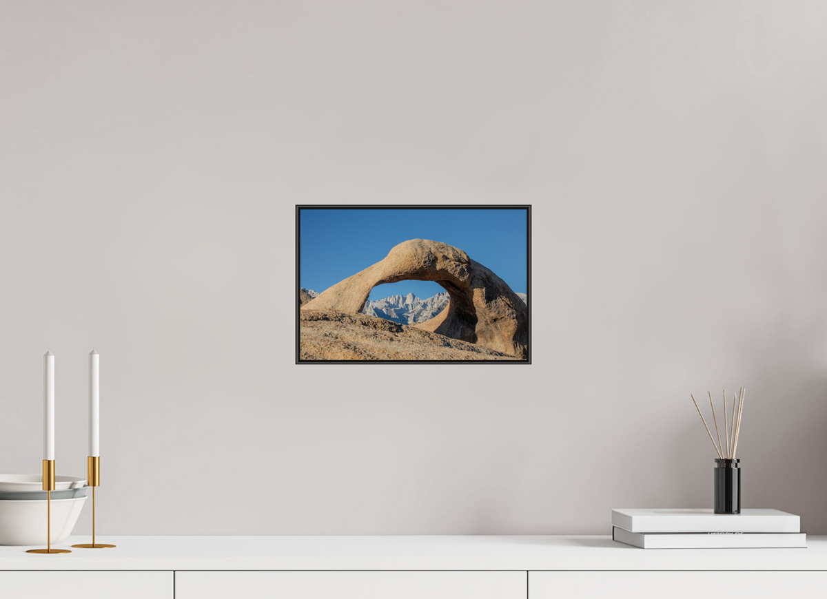 12 x 8″, Aluminium Flame under Acrylic Glass Mobius Arch in the Alabama Hills