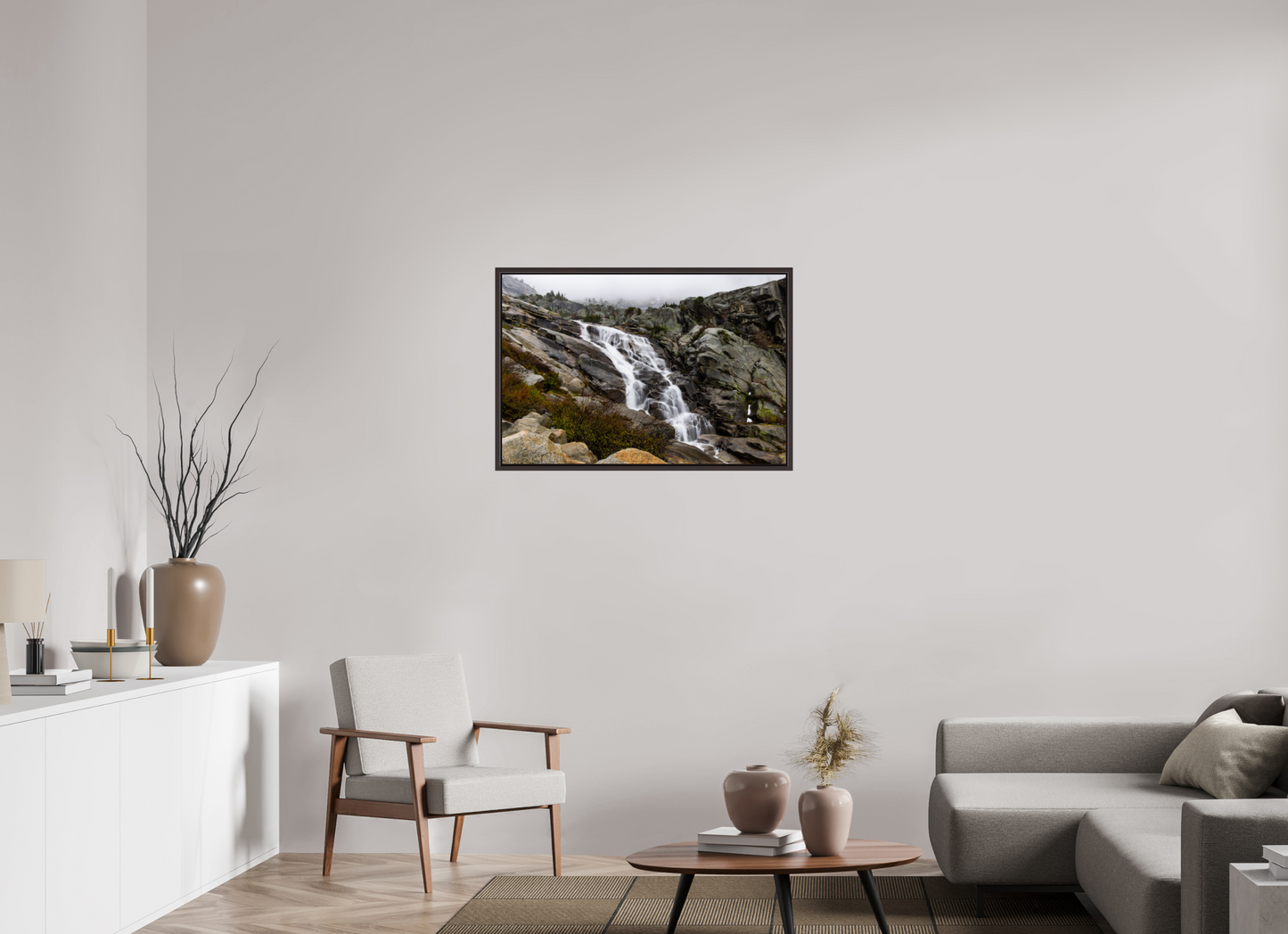 36 x 24″, Alder Brown Wooden Floater Frame Tokopah Falls