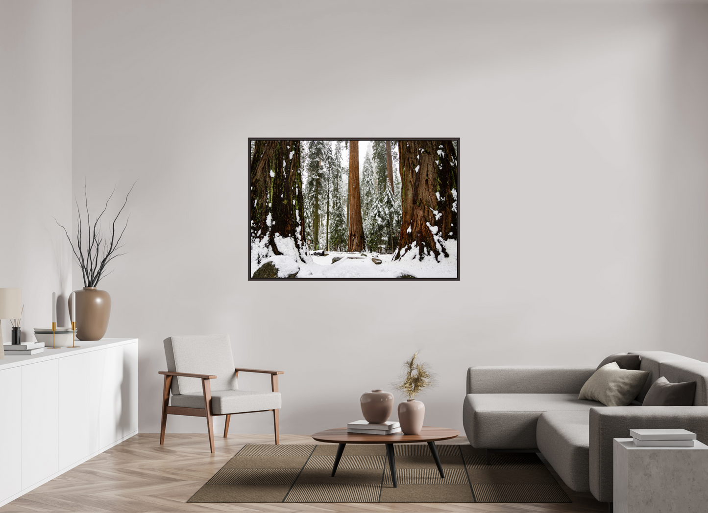60 x 40″, Alder Brown Wooden Floater Frame Sequoia Trees at Big Trees Trail